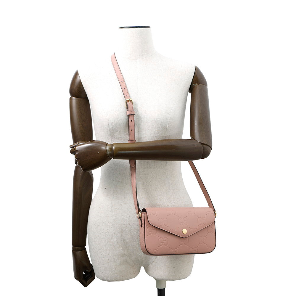 GUCCI GG Super Mini Shoulder Bag Pink772794 Leather