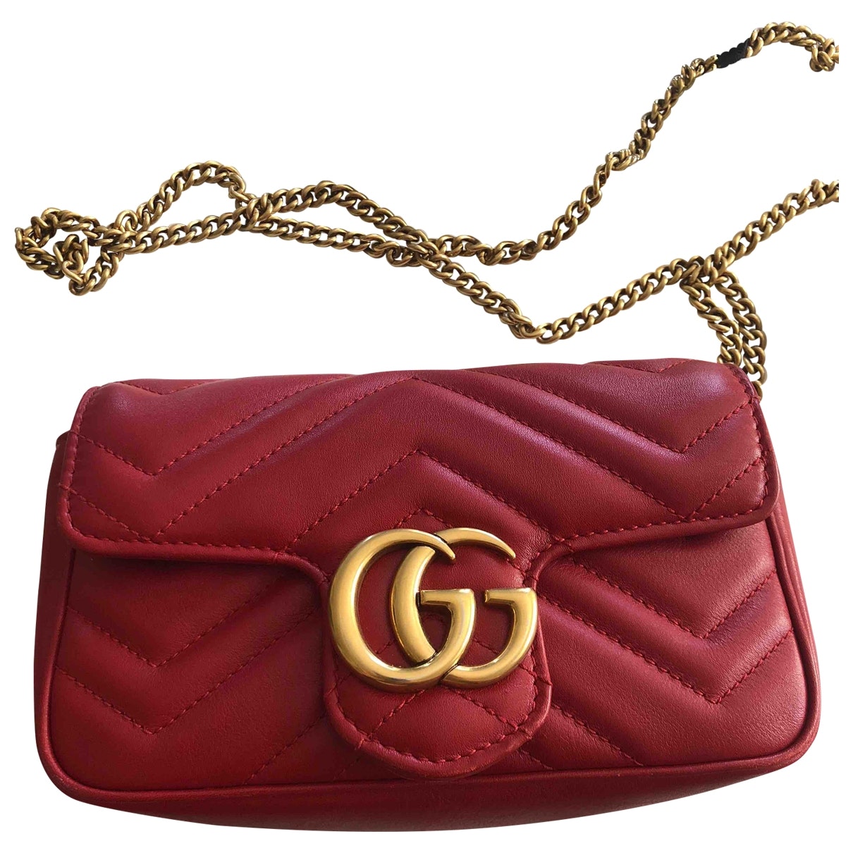 Gucci marmont red leather handbag
