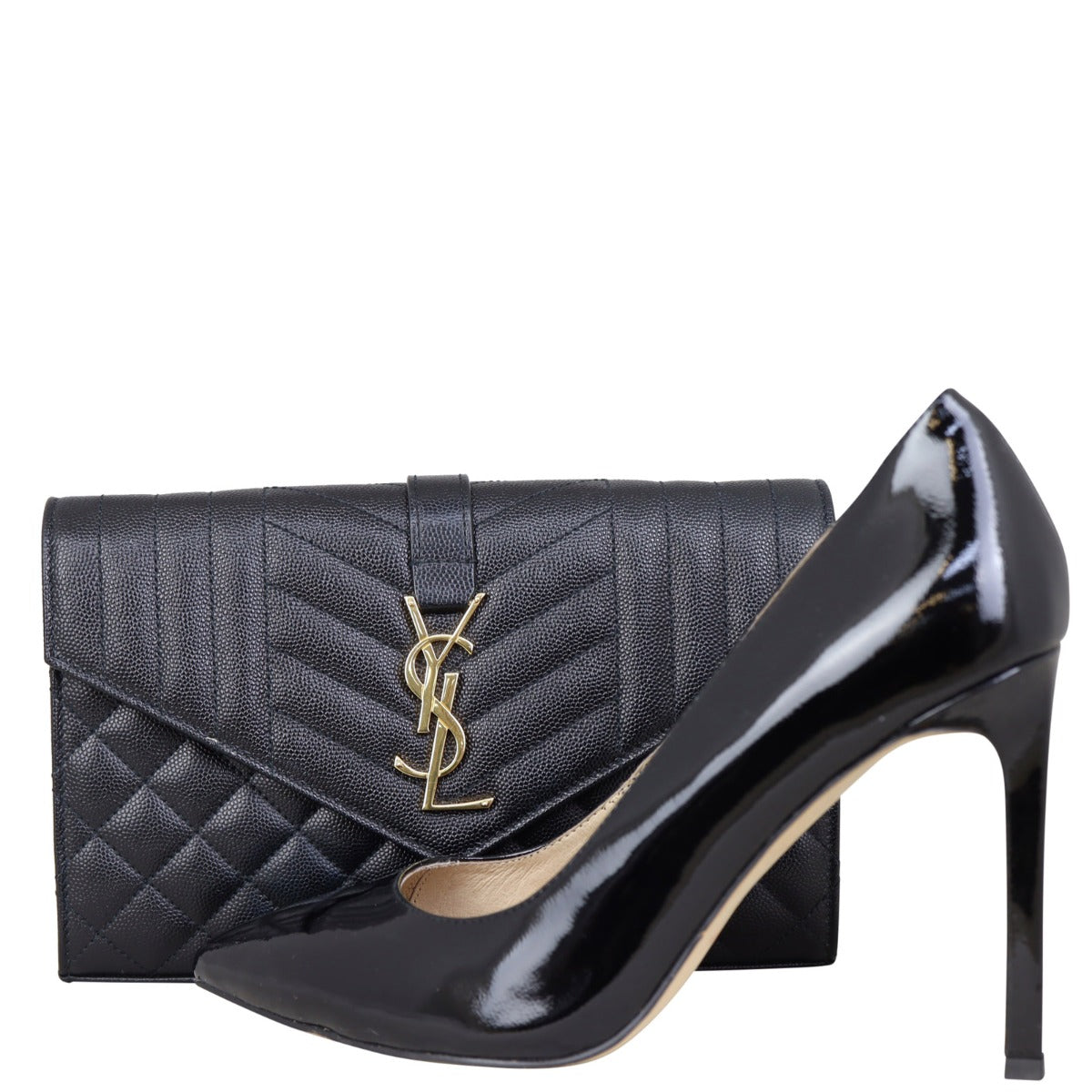 Saint Laurent Monogram Mix Matelasse Envelope Wallet on Chain