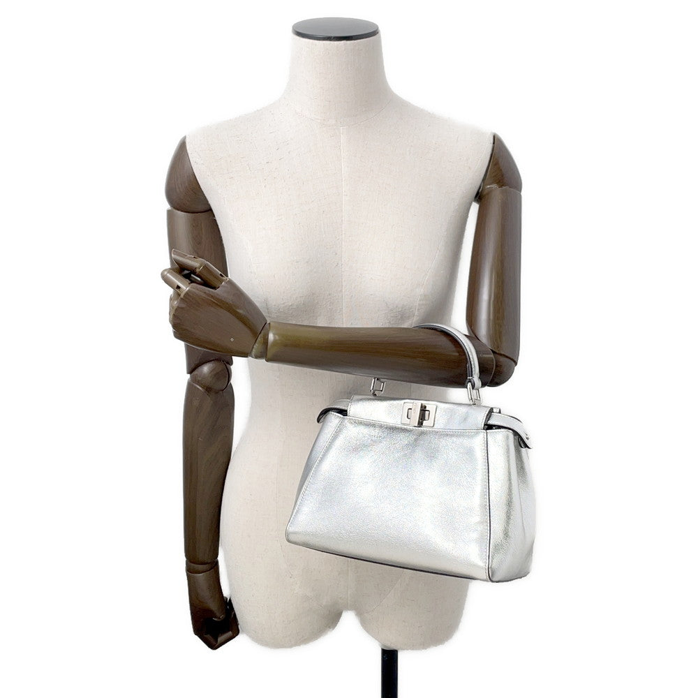 FENDI Peekaboo 2WAYBag Silver8BN244 Leather Size Mini