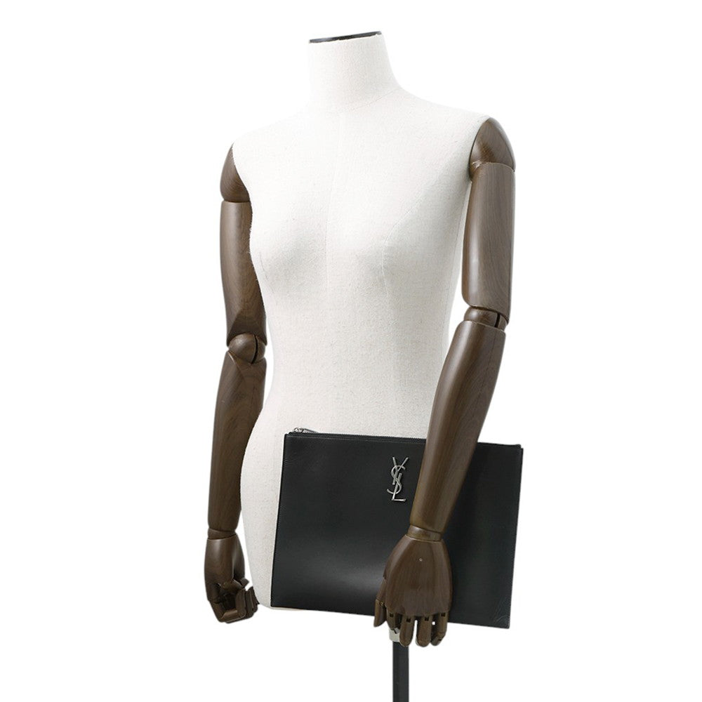 SAINT LAURENT PARIS ?Monogram Zip Tablet Holder Black453249 Leather