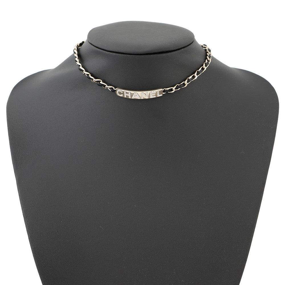 CHANEL With logo Chain choker BlackAB4711 Gold Plated Leather