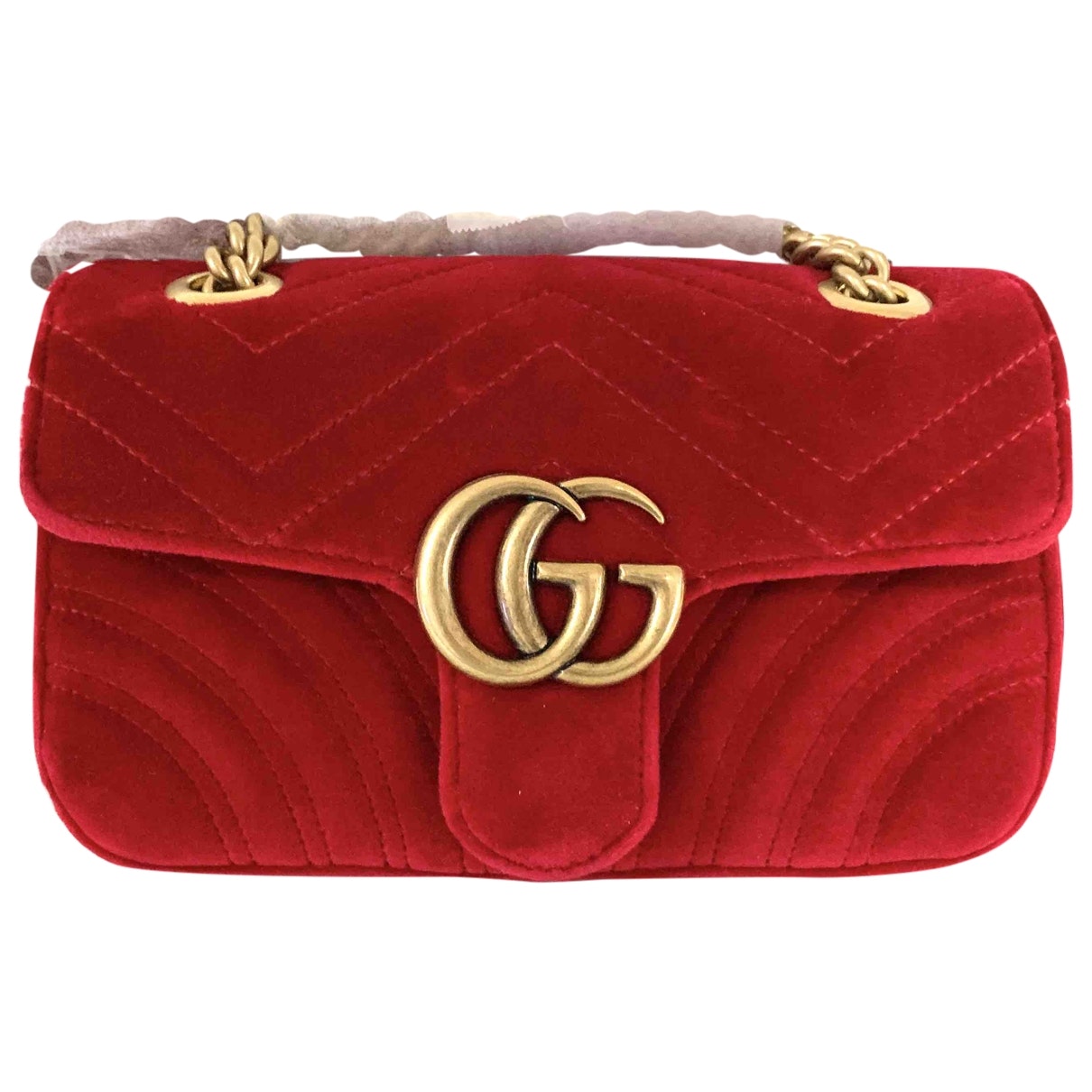 Gucci marmont red velvet handbag
