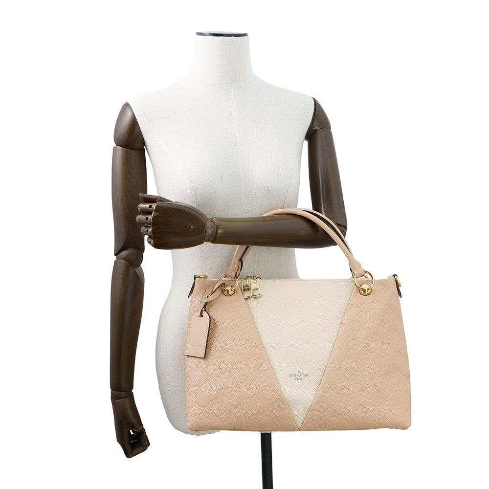 LOUIS VUITTON V Tote BeigeRose/Cream Monogram Empreinte Leather Size MM
