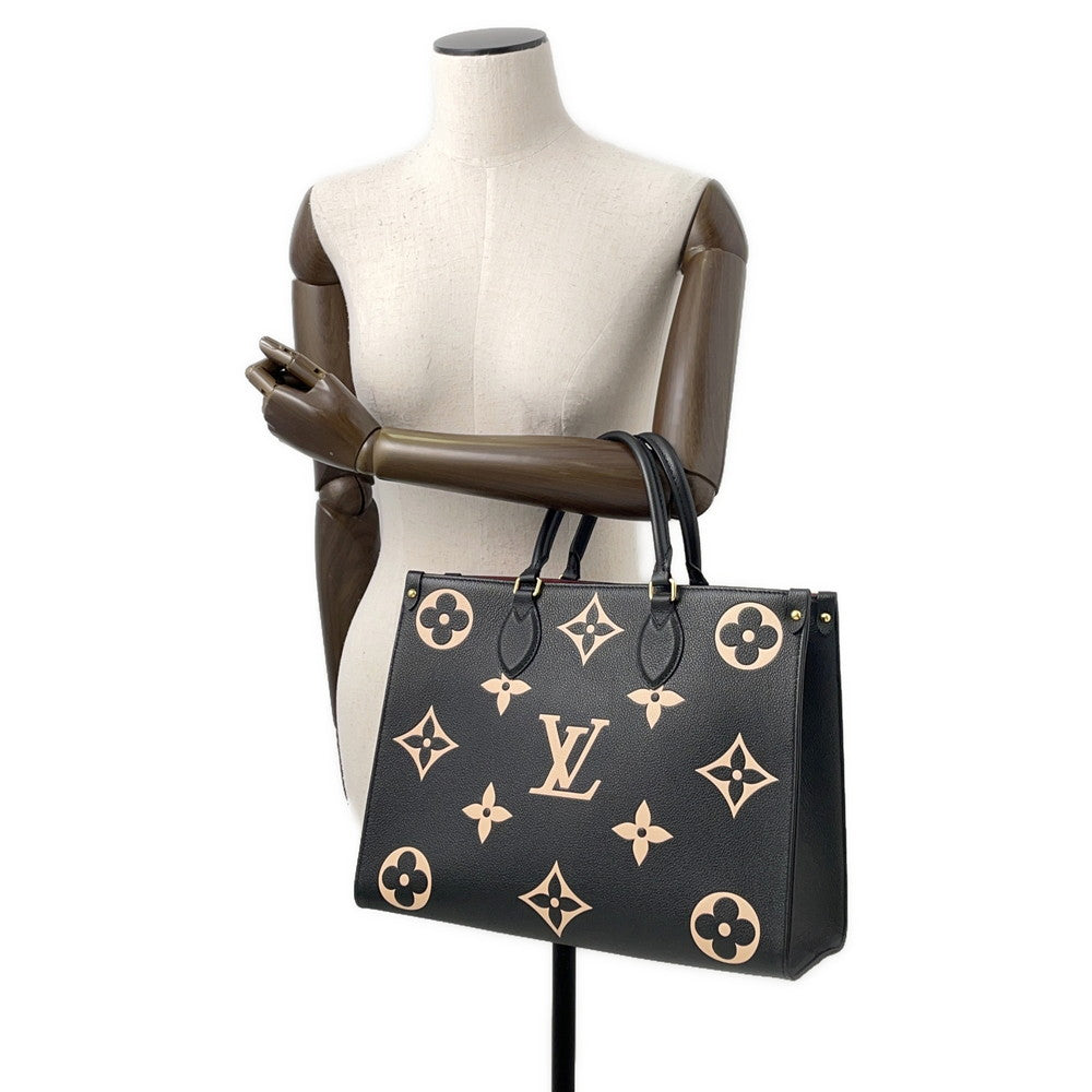 LOUIS VUITTON Onthego Noir/BeigeM45495 Bicolor Monogram Empreinte Leather Size MM