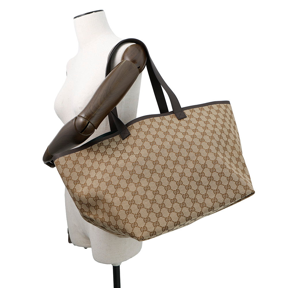 GUCCI GG Canvas Tortissima Tote Bag Beige788203 Canvas Leather