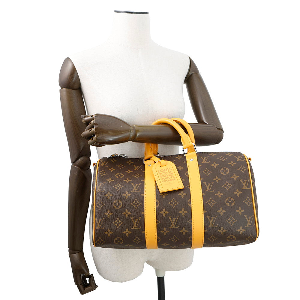 LOUIS VUITTON Keepall Bandouliere Saffron YellowM13201 Monogram Macassar Canvas Size 35