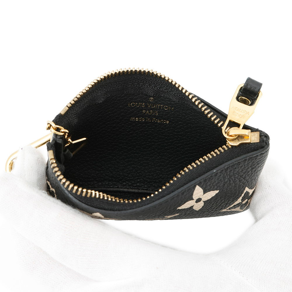 LOUIS VUITTON Card Key Case Pochette Cles Noir/BeigeM80885 Bicolor Monogram Empreinte Leather
