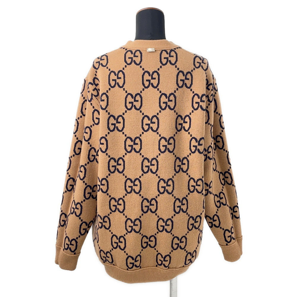 GUCCI Reversible cardigan GG Size XS Brown773903 Lana 95%, Polyamide 4%, Elastine 1%