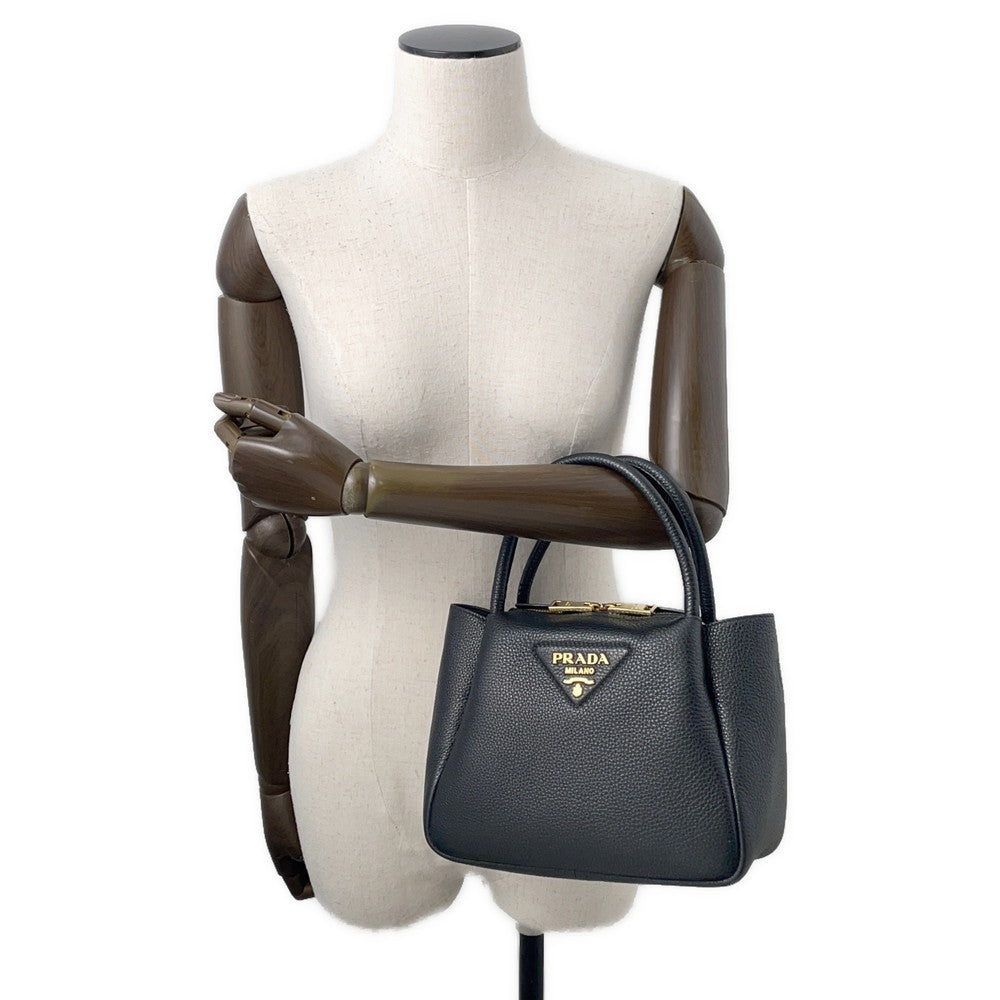 PRADA Vitello Dino 2WAY Handbag Black1BC145 Leather