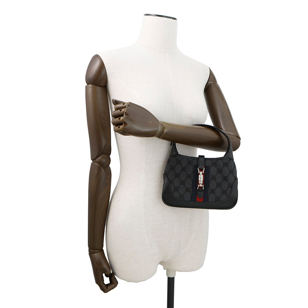 BALENCIAGA GUCCI x BALENCIAGA The Hacker Project Jackie1961 Shoulder Bag Black680132 Canvas Leather Size Mini
