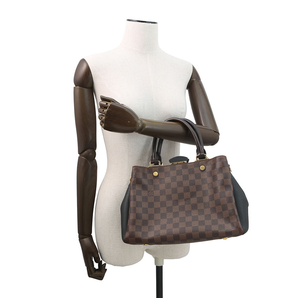 LOUIS VUITTON Brittany NoirN41673 Damier Ebene Canvas Taurillon Leather