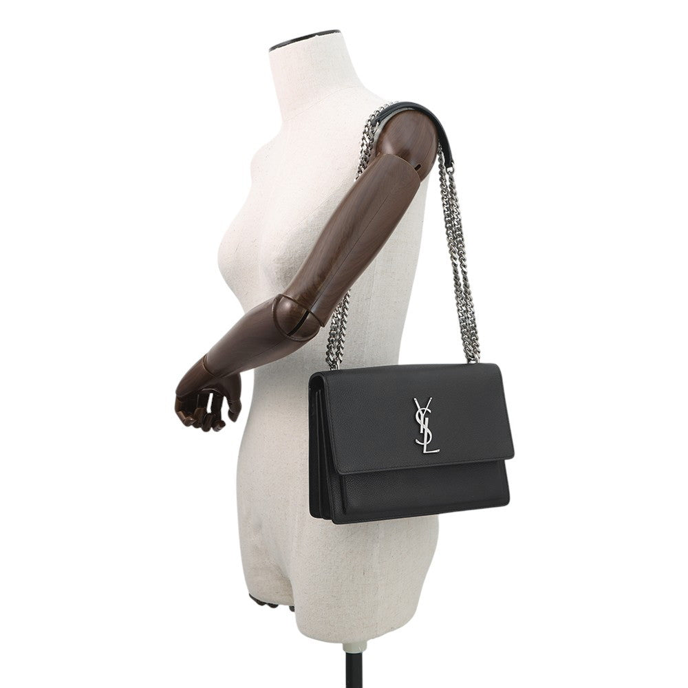 SAINT LAURENT PARIS Sunset Chain Bag Black442906 Leather Size Medium