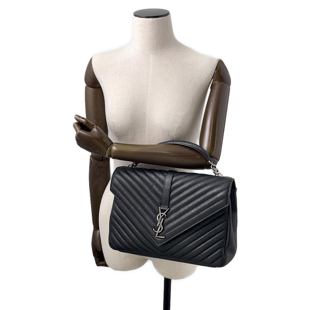 SAINT LAURENT PARIS College 2WAY ChainShoulder Bag Black600278 Leather