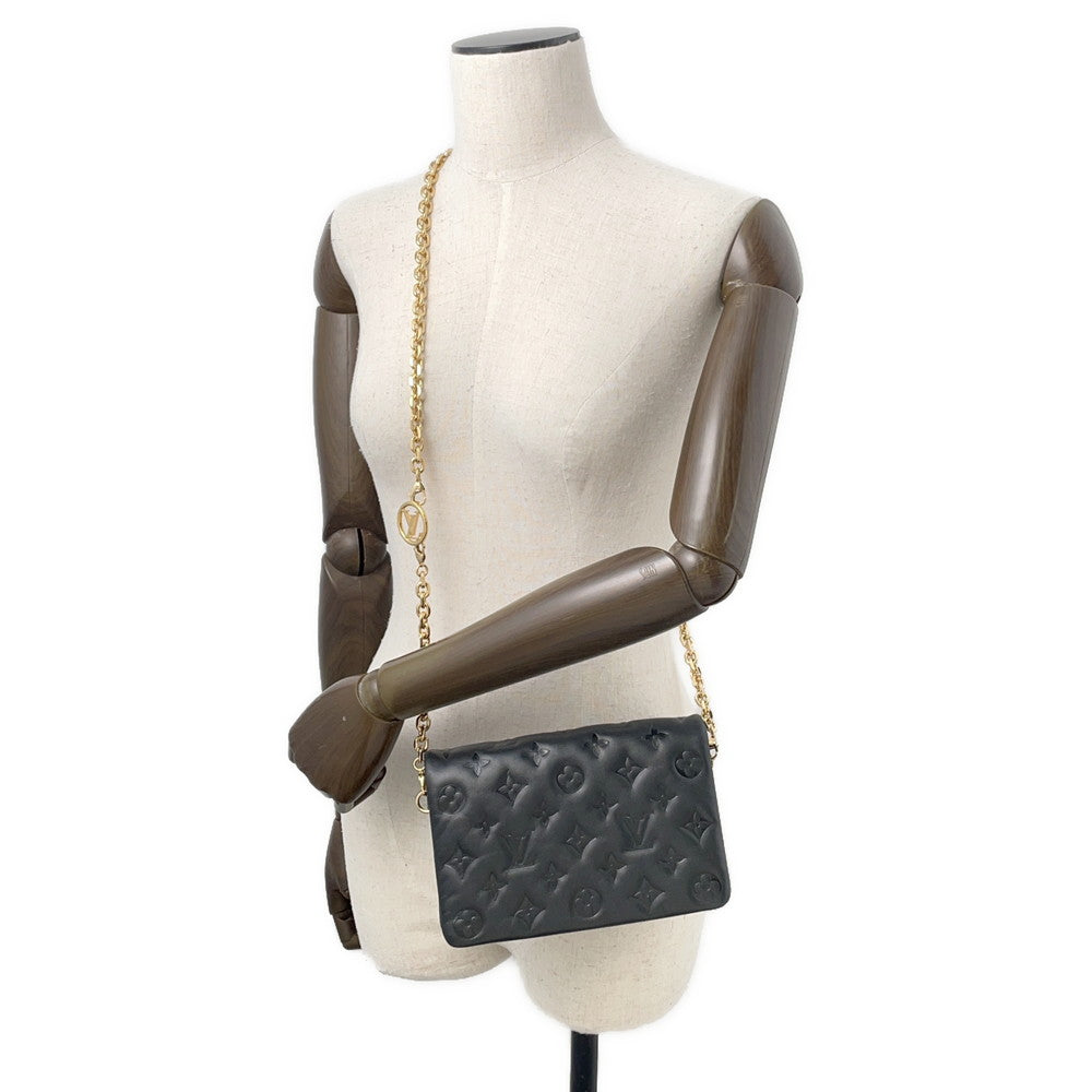 LOUIS VUITTON Pochette?Coussin NoirM82116 Monogram Embossed Lamb Leather