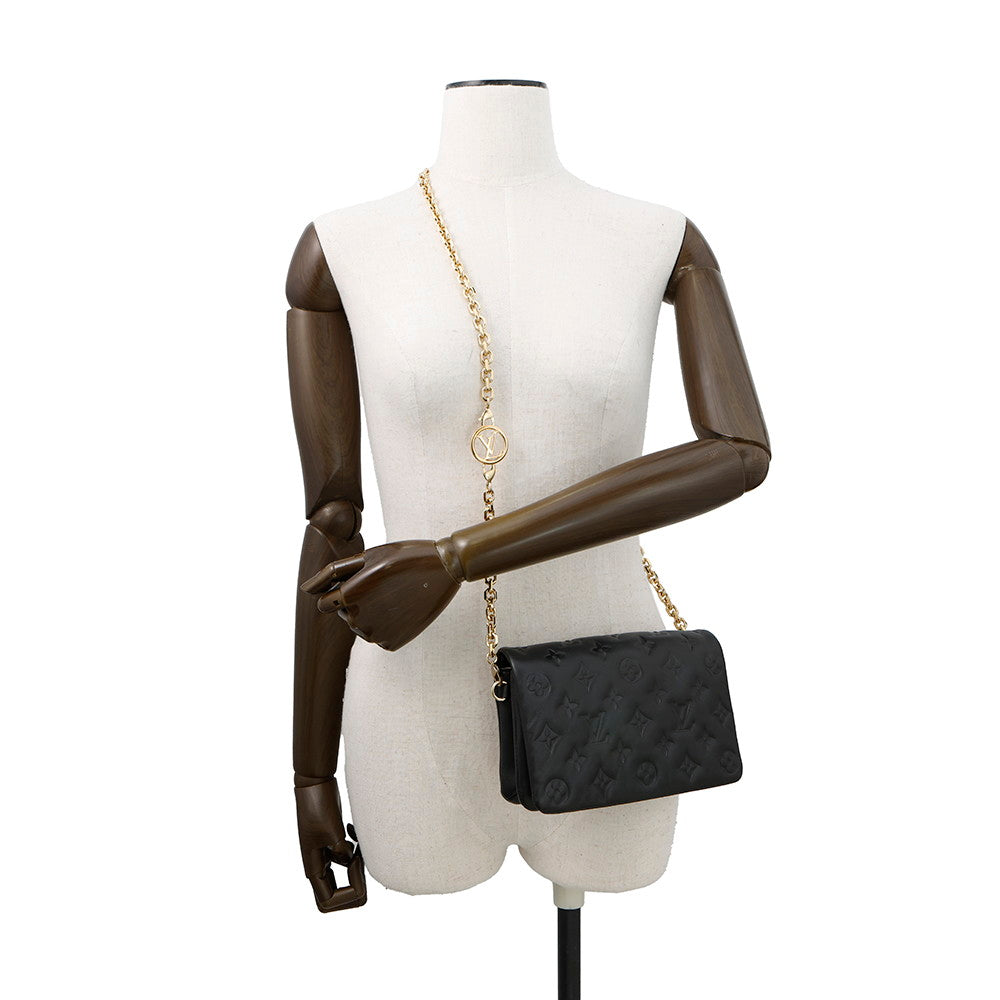 LOUIS VUITTON PochetteCoussin NoirM82116 Lambskin Monogram?Pattern
