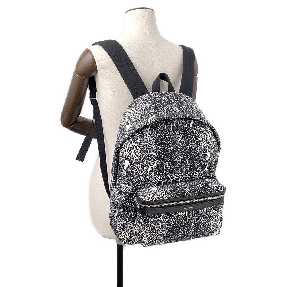 SAINT LAURENT PARIS Classic Hunter Backpack Black/White326865 Canvas Leather