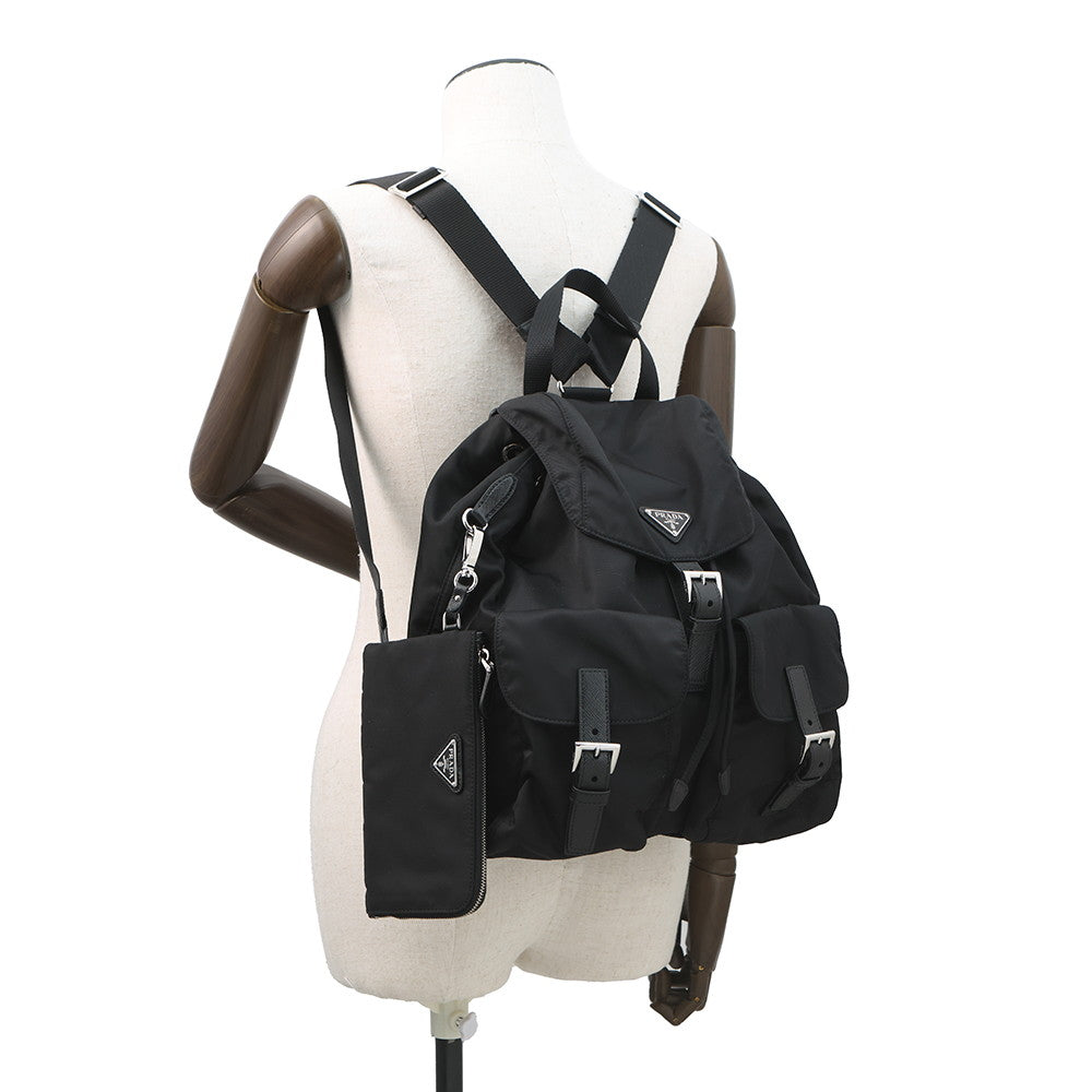 PRADA Medium Re-Nylon Backpack with Pouch Black1BZ811 Nylon Size Medium