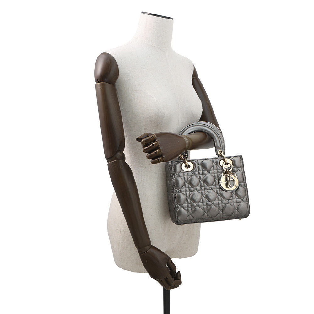 Dior MY ABCDIOR Lady Dior Cannage MetalicGrayM05380WEC Lambskin Size Small