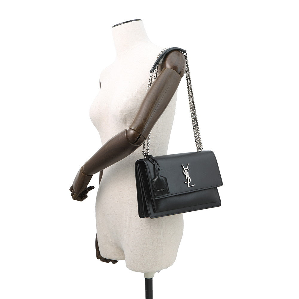SAINT LAURENT PARIS Sunset ChainShoulder Black442906 Leather Size Medium
