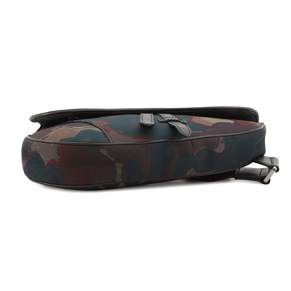 Dior Peter Doyck collaboration camouflage saddlebag Brown Canvas Leather