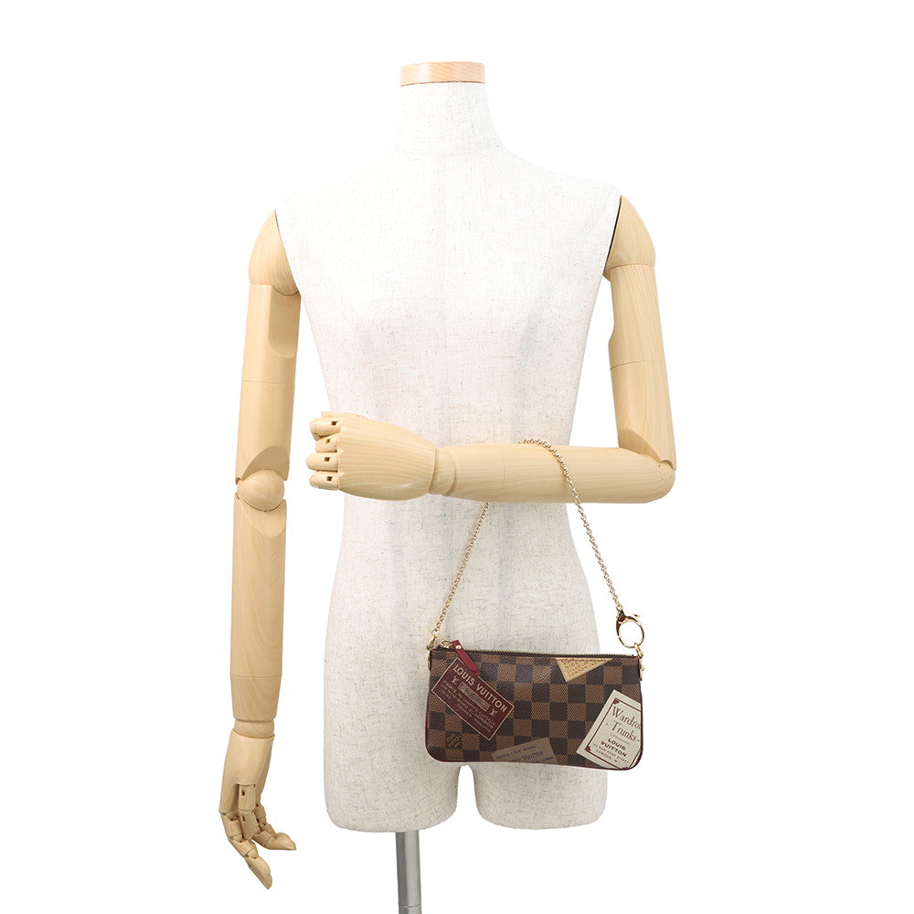 LOUIS VUITTON Pochette?Milla Label Collection RedN63080 Damier Ebene Canvas Size MM