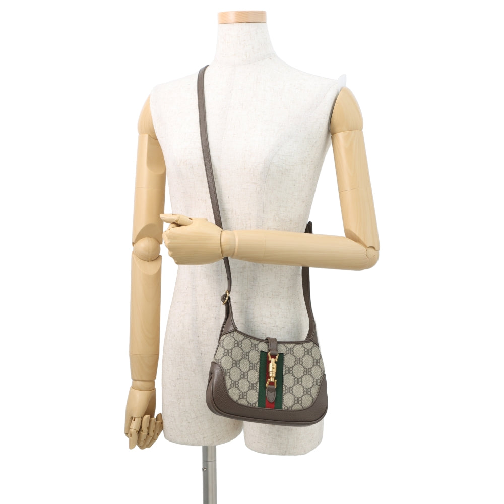BALENCIAGA GUCCI x BALENCIAGA The Hacker Project Jackie1961 Shoulder Bag Beige/Brown680132 PVC Leather Size Mini