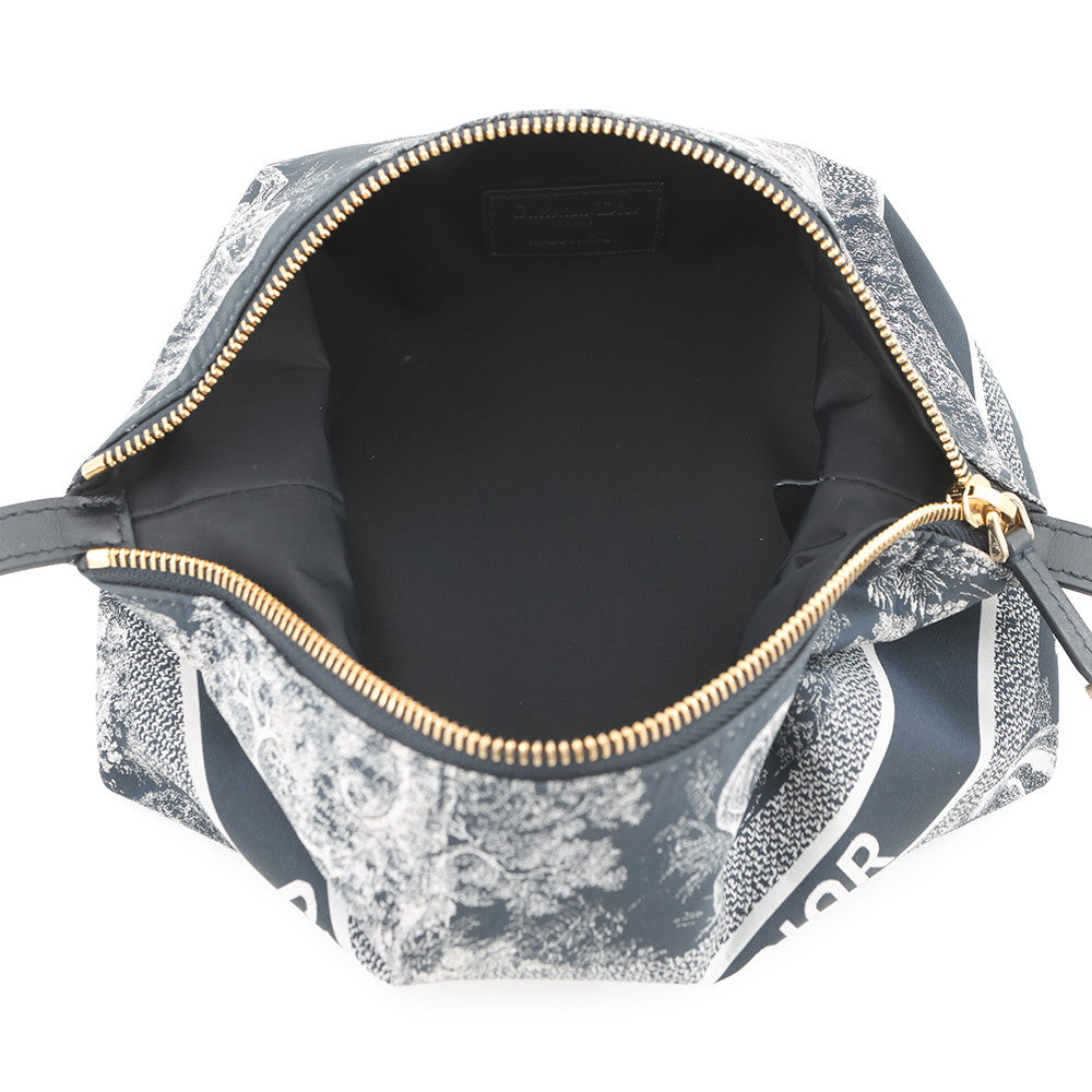 Dior Nomade Pouch Toile de Jouy Reverse NavyS5554OTEU Fabric Calf Leather