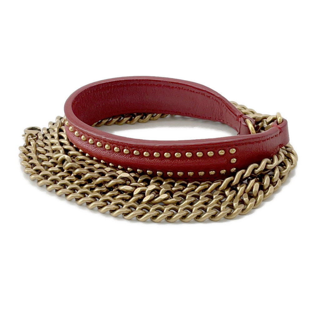 Dior Diorama Studded ChainShoulder Red Leather
