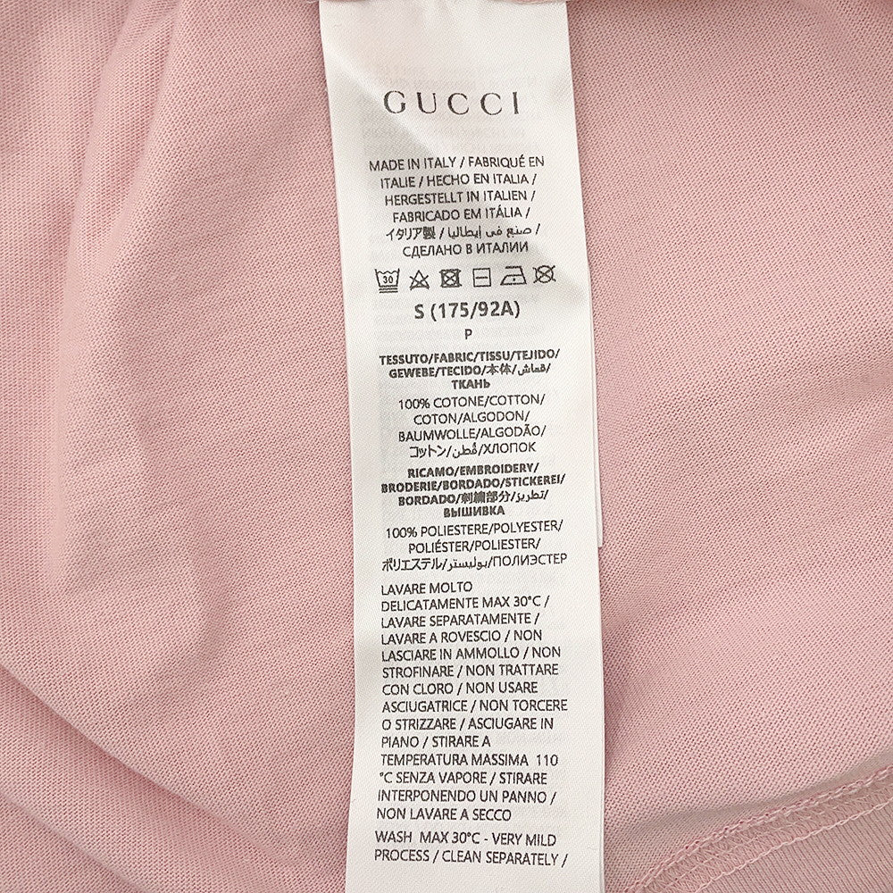 GUCCI Embroidery Cotton Jersy TShirt Size S Rose Pink796395 Cotton100%