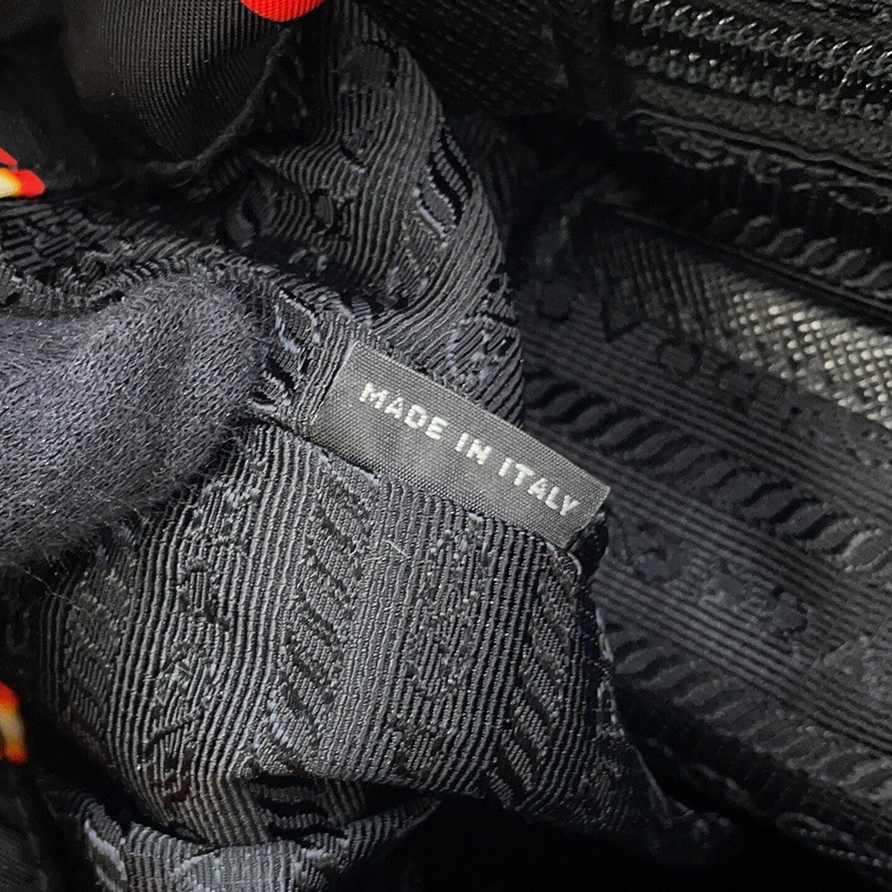PRADA Heart Pattern Backpack Black/Red1BZ006 Nylon