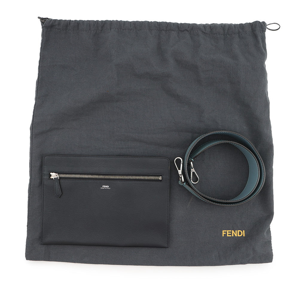 FENDI dot com 2WAY Handbag Blue8BN293 Leather