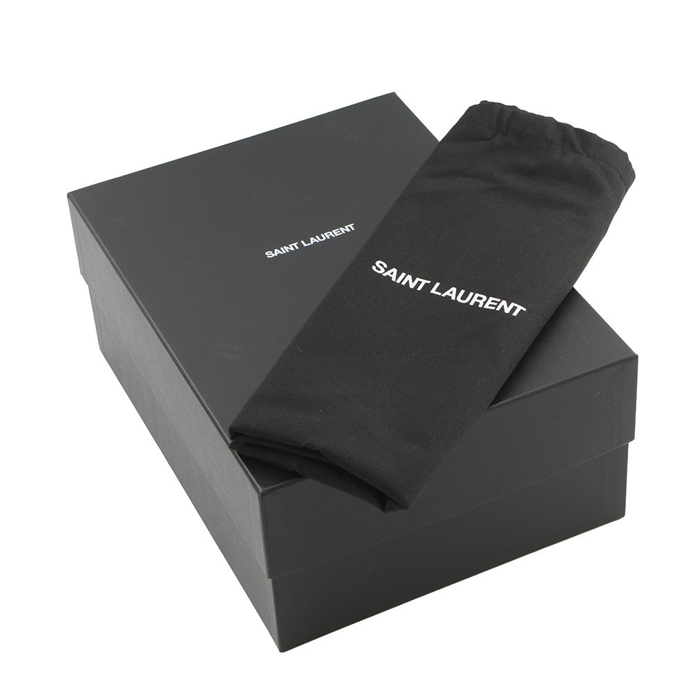 SAINT LAURENT PARIS Leaf motif pouch Green/Black650125 Leather