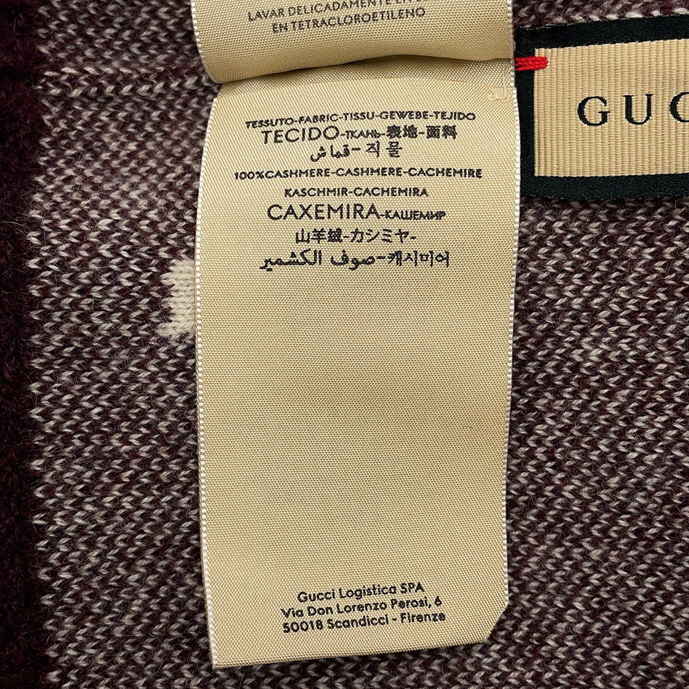 GUCCI GG logo knit hat Size M Bordeaux/White676827 Cashmere100%