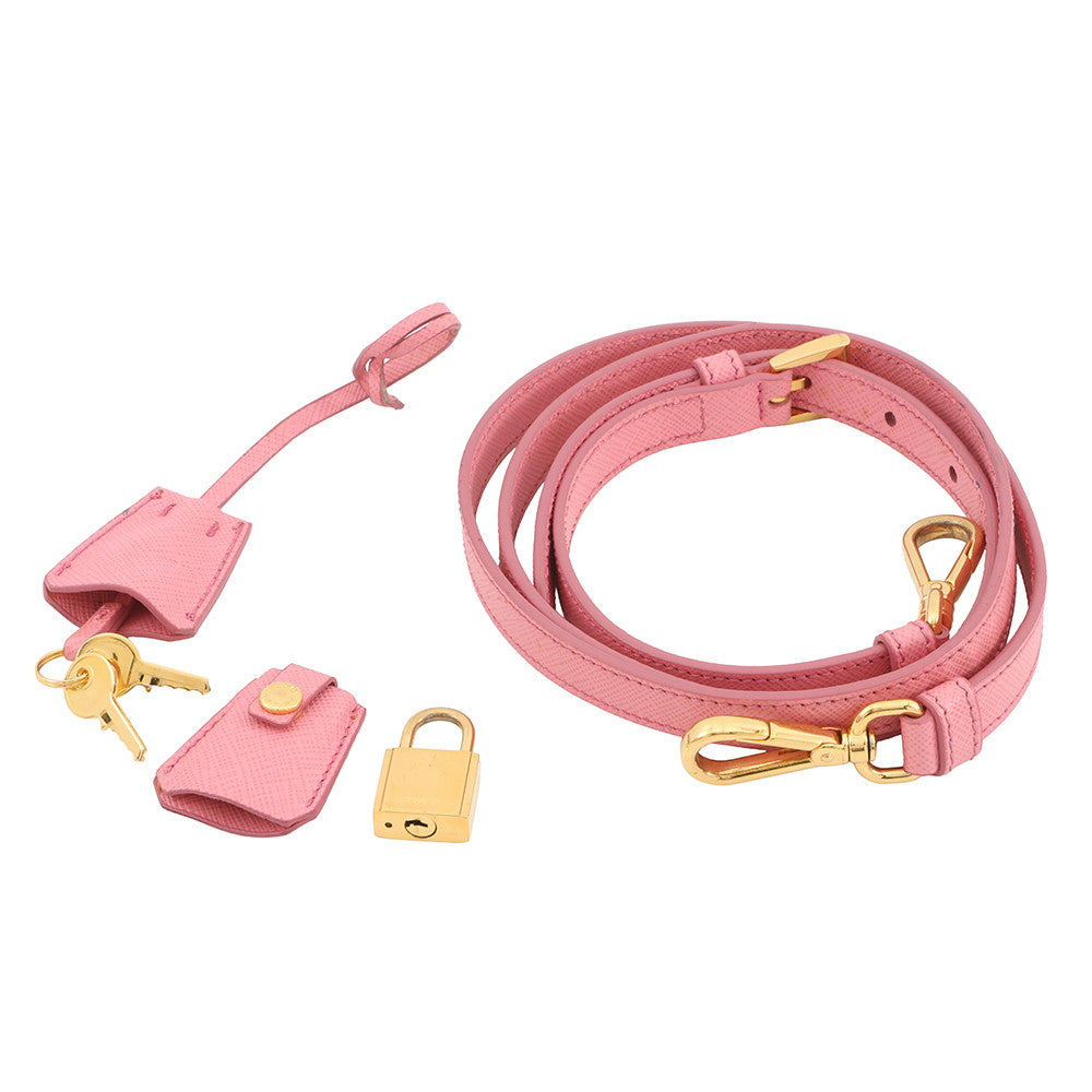 PRADA Triangle Logo Shoulder Bag PinkBT1010 Saffiano LeatherLeather