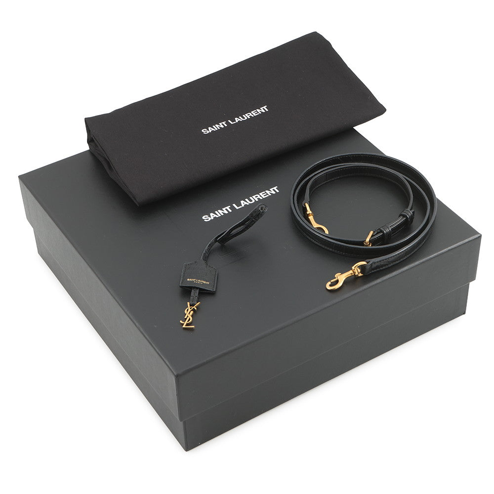 SAINT LAURENT PARIS Mini Toy Shopping Black712367 Croco embossed leather