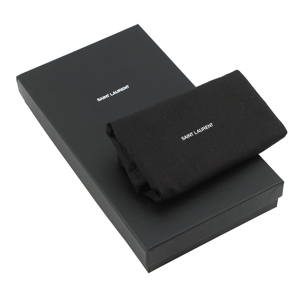 SAINT LAURENT PARIS Cassandra Zip Around Long Wealth Cloth Black617415 Croco embossed