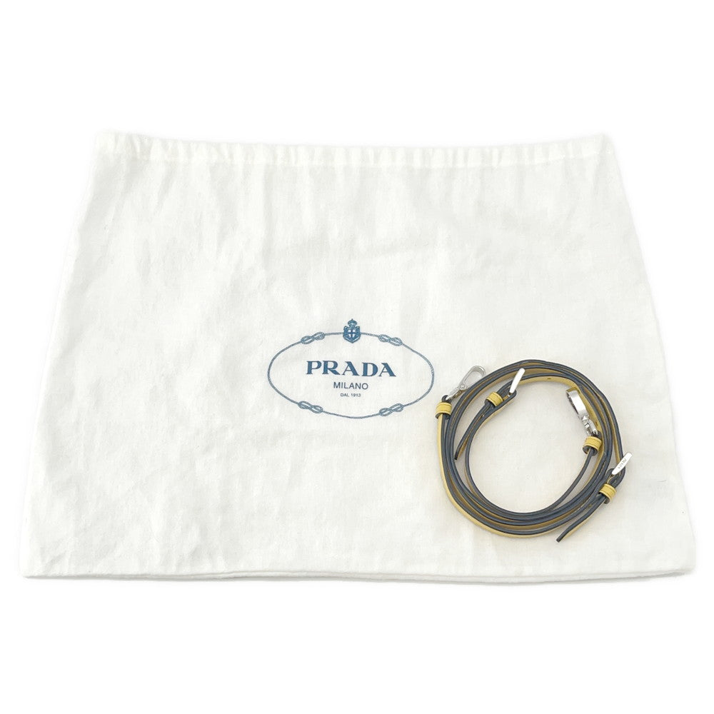 PRADA Triangle Logo 2WAY Handbag Yellow1BA333 Leather
