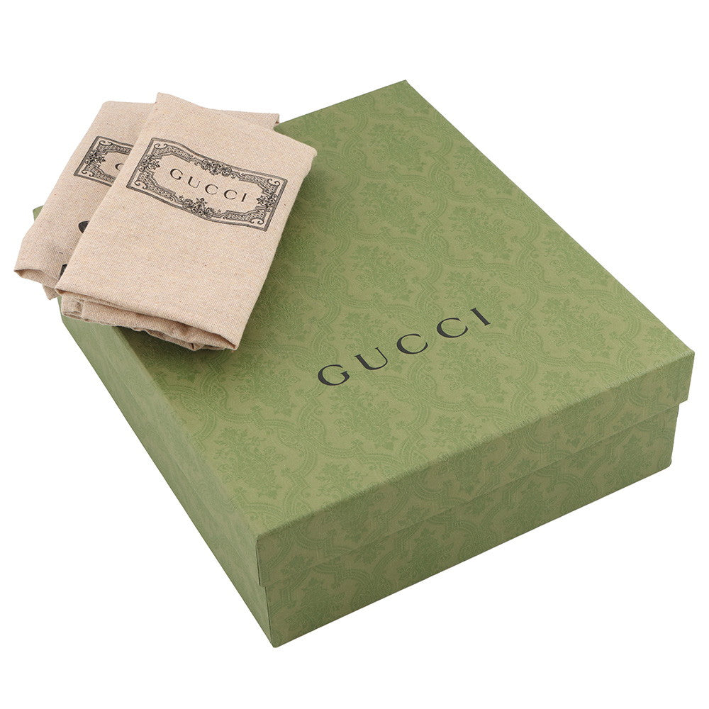 GUCCI Double G EncreBoots Beige/Black678984 GG Canvas Leather Size 34 1/2