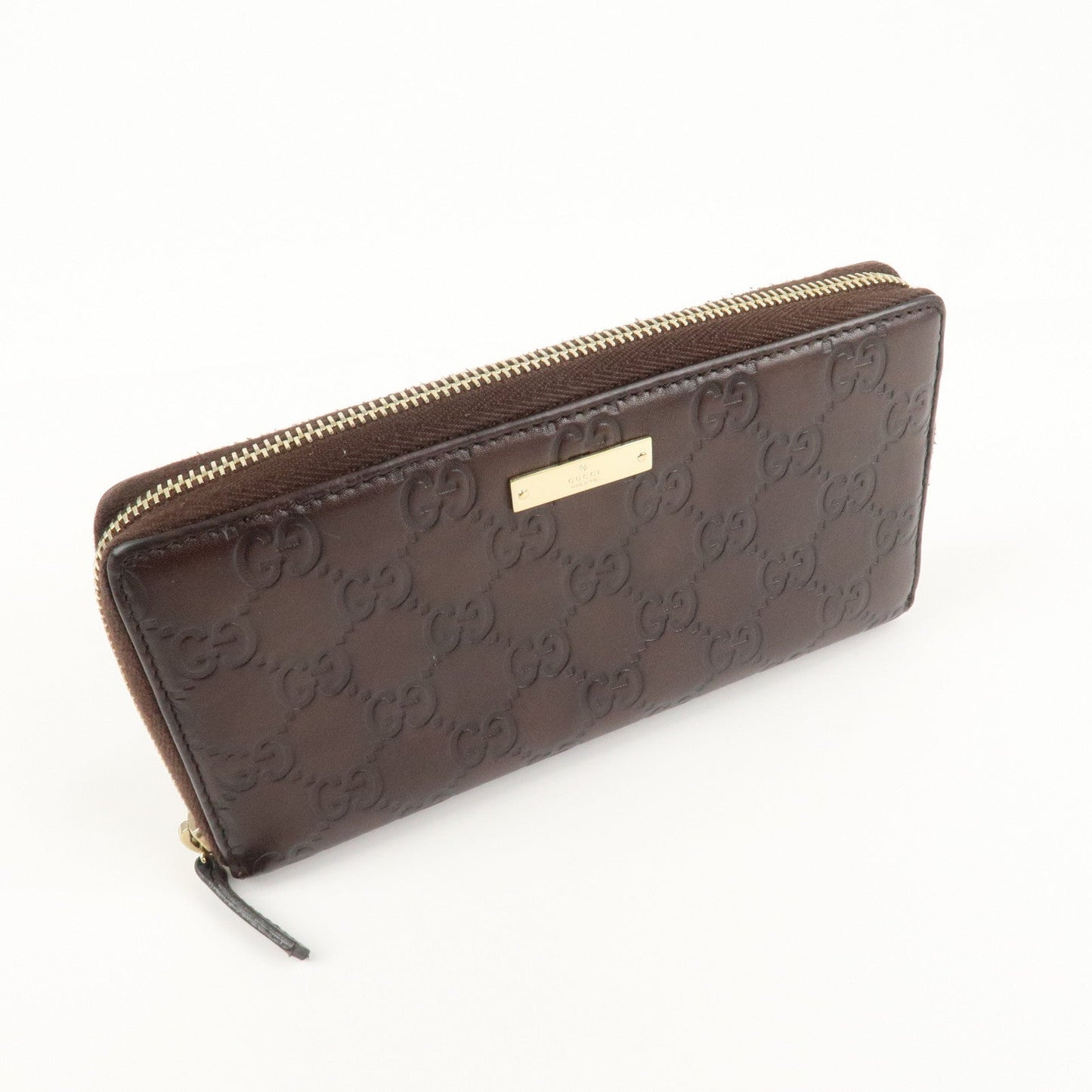 GUCCI Guccissima Leather Round Zippy Long Wallet Dark Brown 112724