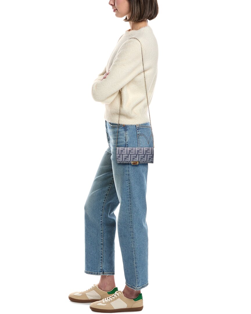 Fendi Baguette Denim & Leather Wallet On Chain