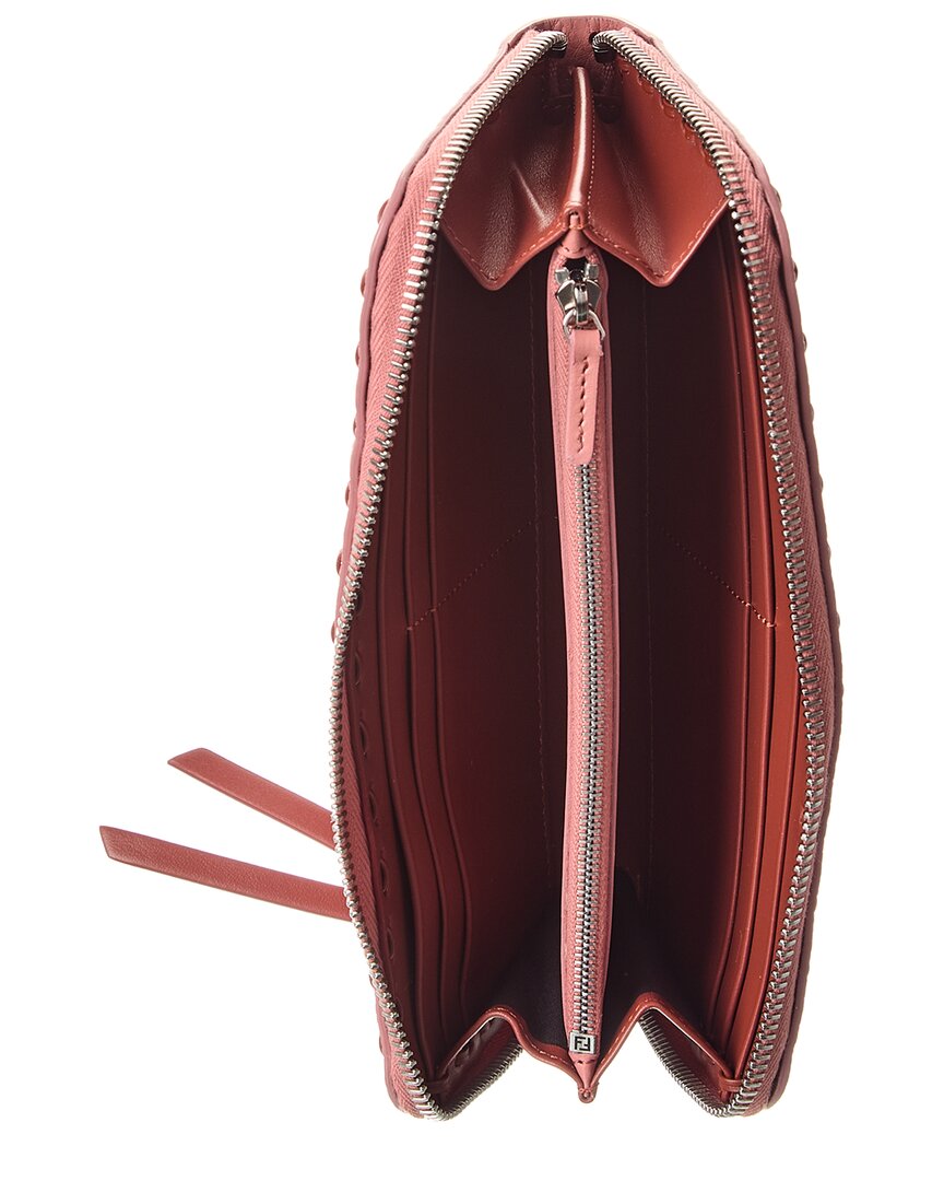Fendi Zipper Around Peekaboo Large Leather Wallet