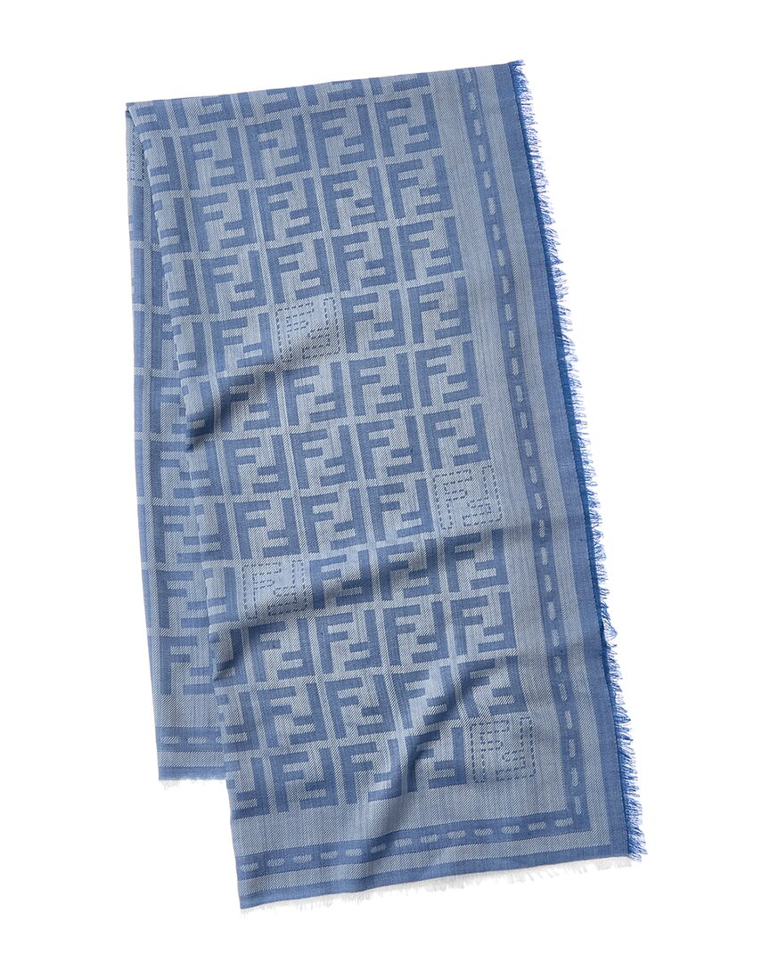 Fendi Ff Wool Shawl, Blue