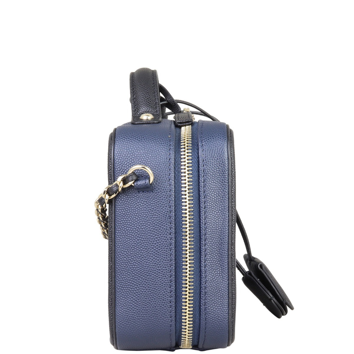 Chanel CC Filigree Vanity Case Small | Navy Blue