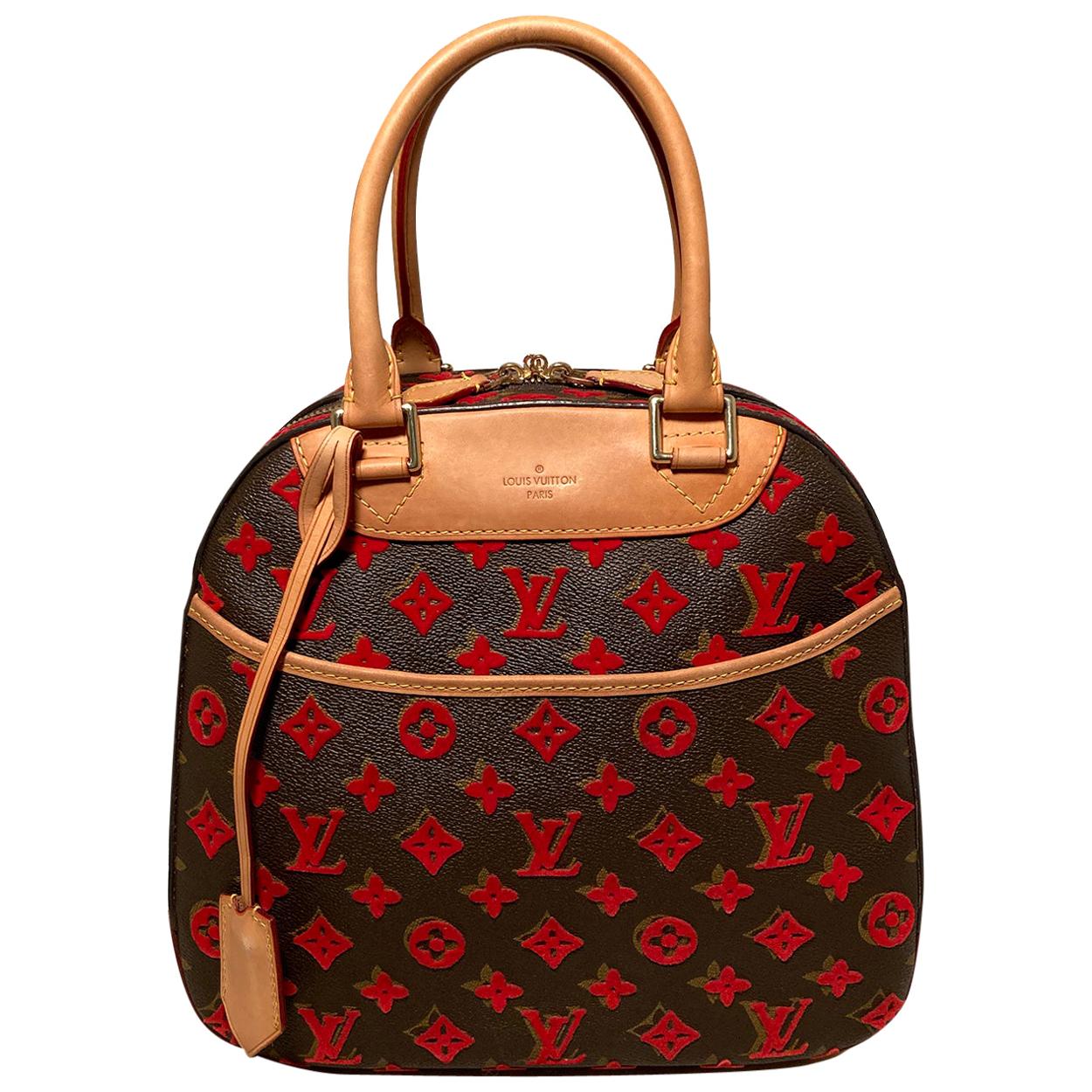 LOUIS VUITTON Limited Edition Rouge Monogram Tuffetage Deauville Cube Bag