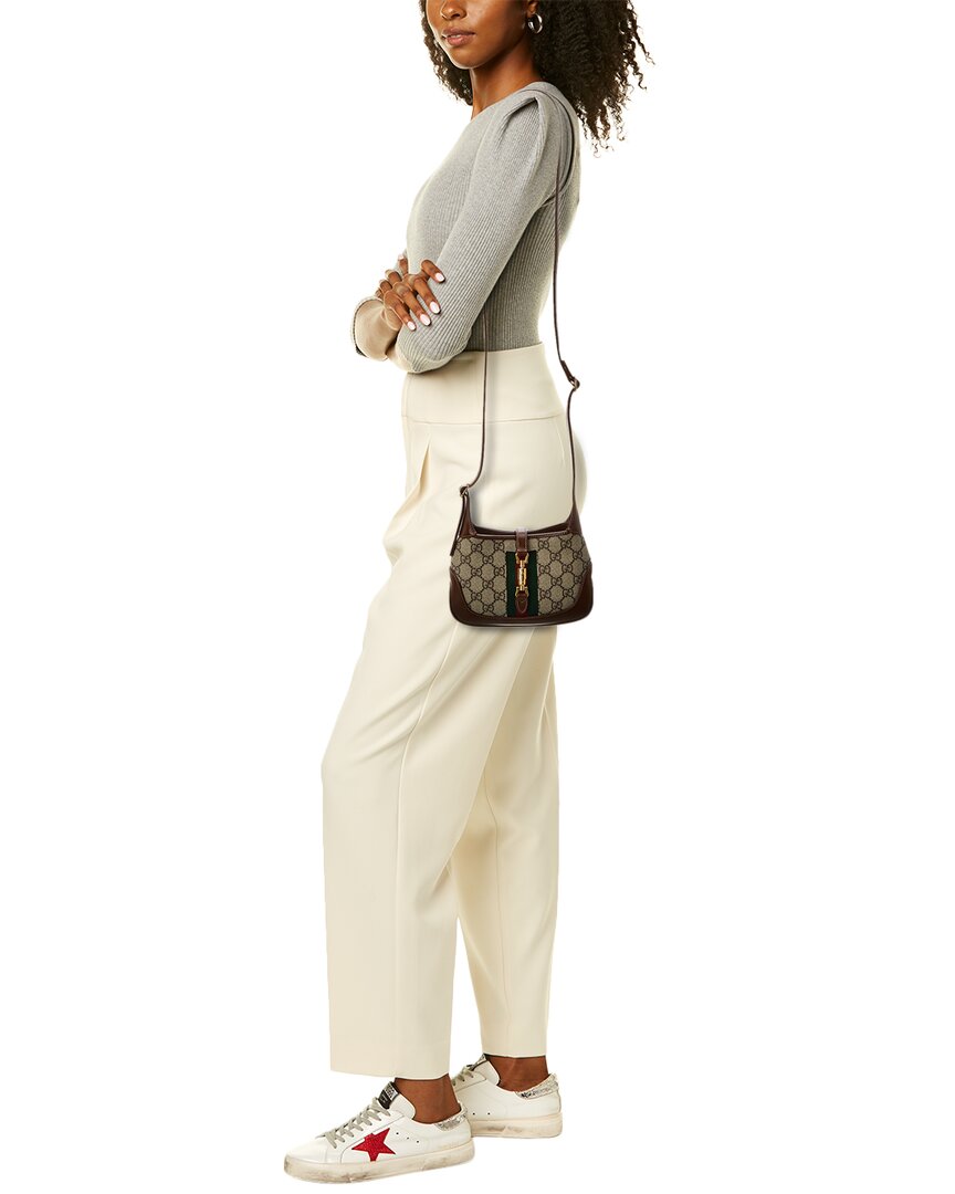 Gucci Jackie 1961 Mini Gg Supreme Canvas & Leather Shoulder Bag, Brown