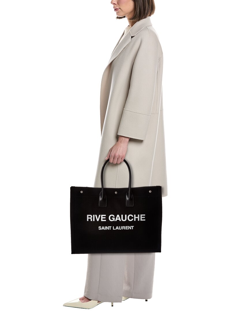 Saint Laurent Rive Gauche Large Canvas & Leather Tote
