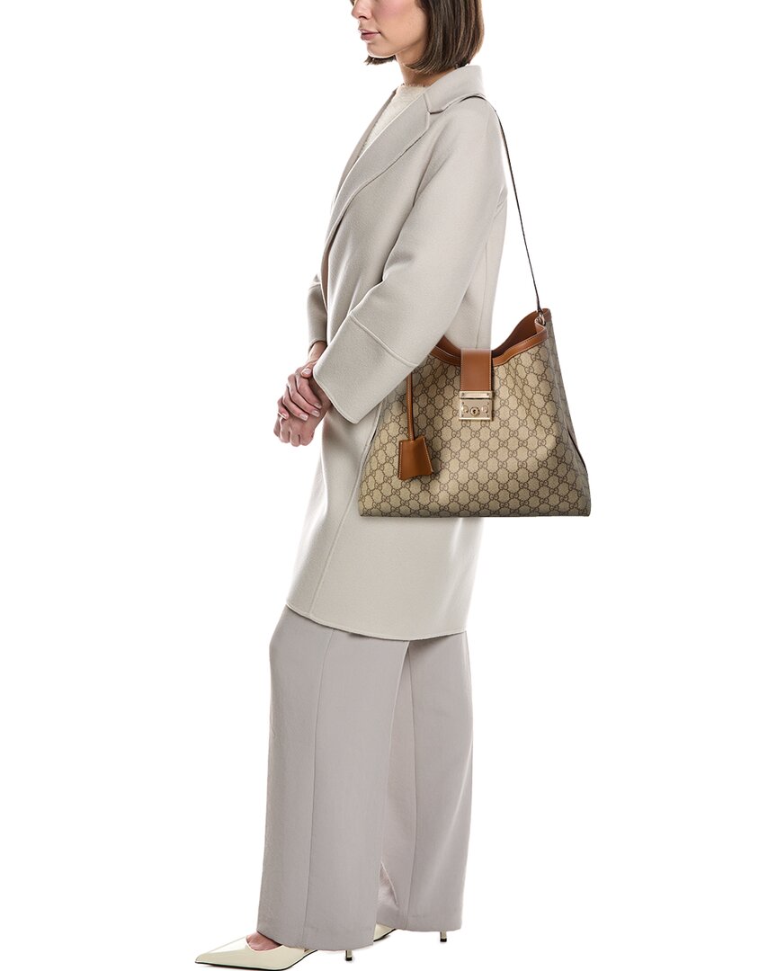 Gucci Padlock Large Gg Supreme Canvas & Leathe Tote
