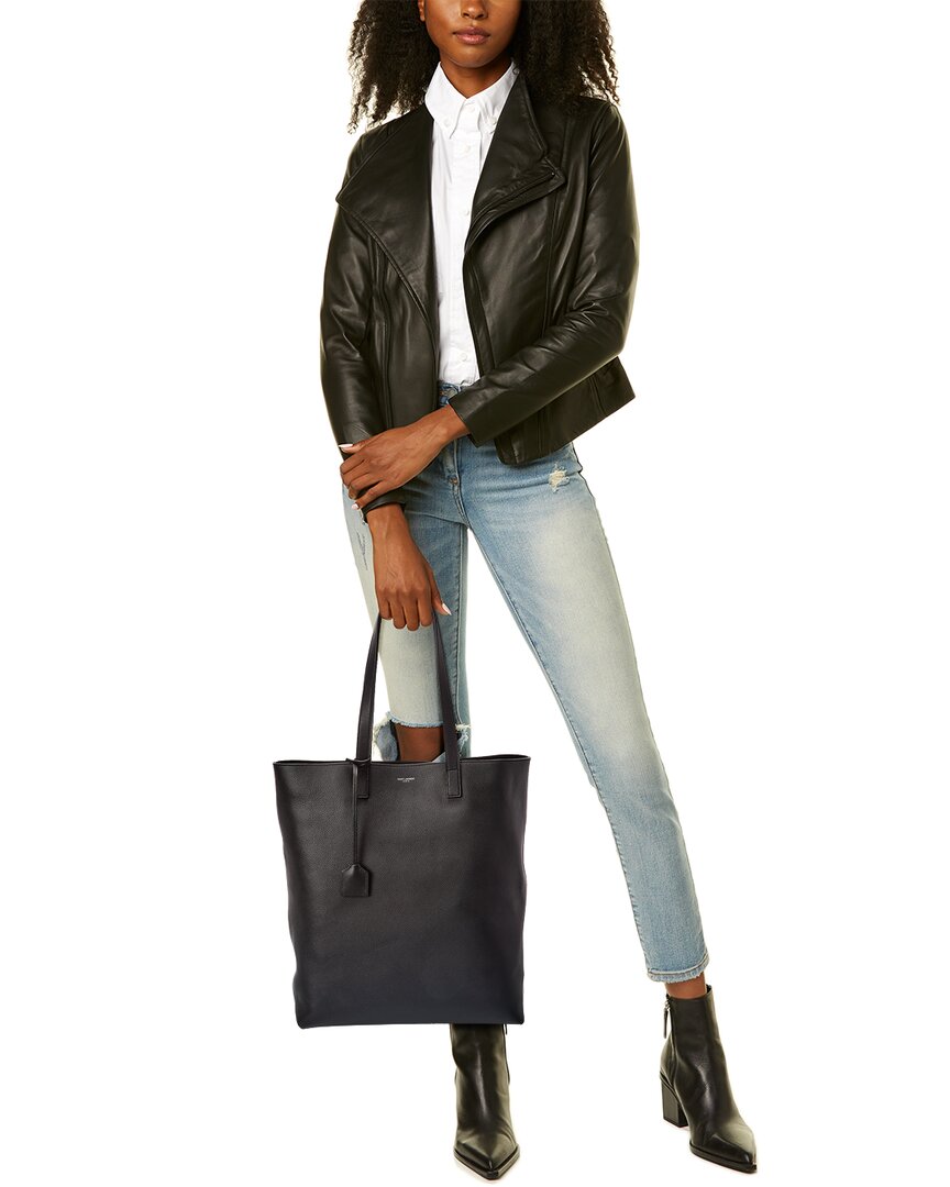 Saint Laurent Bold Leather Shopper Tote