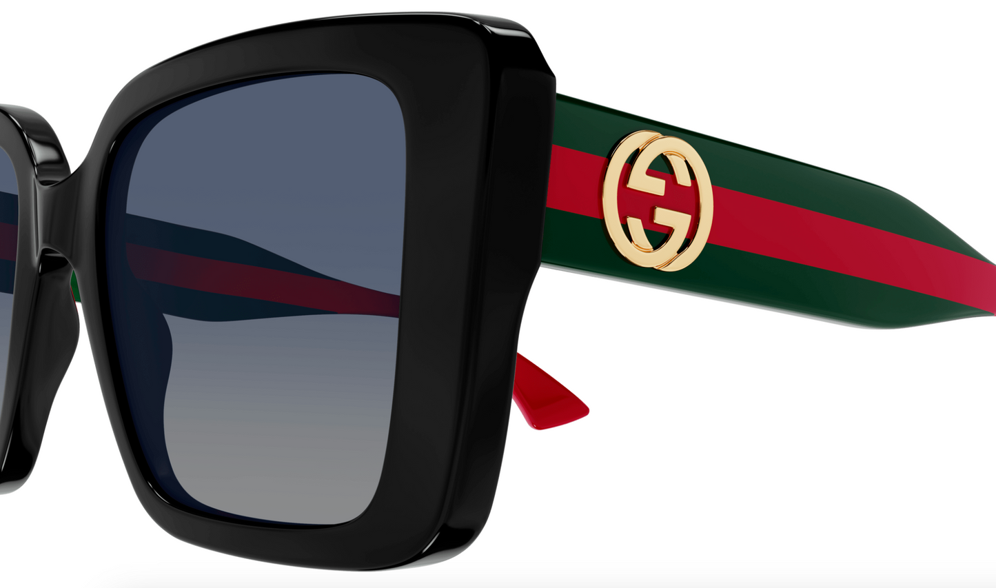 Gucci GG1861S-005 Black, green & red square Ladies Sunglasses
